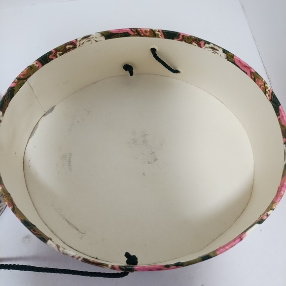 Vintage Oval Floral Lidded Trinket Treasure Box 8 X 7 X 3 Pink White CottageCore - Picture 3 of 11